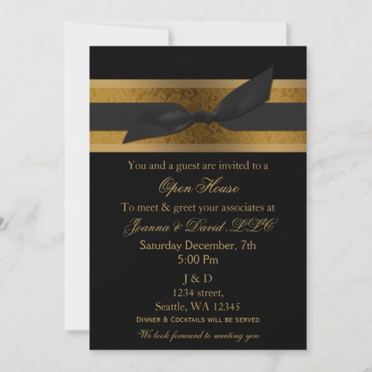 Elegant Gold Black Corporate party Invitation Kaart (Voorkant)