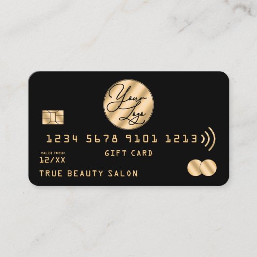 Elegant Gold Black Credit - Logo Cadeaubon Visitekaartje (Voorkant)