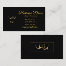 Elegant Gold & Black Crown Standard Size Business