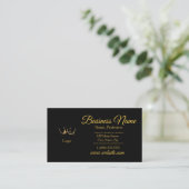 Elegant Gold & Black Crown Standard Size Business Visitekaartje (Staand voorkant)