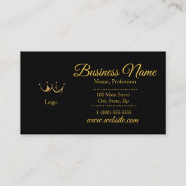 Elegant Gold & Black Crown Standard Size Business Visitekaartje