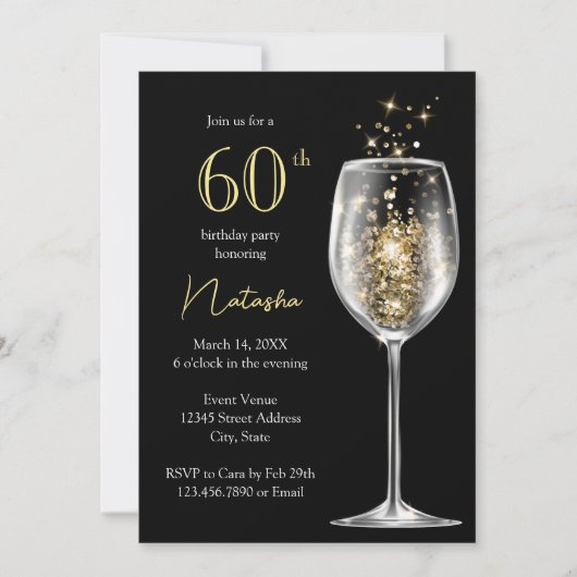 Elegant Gold Black Damask 60e verjaardag Kaart (Voorkant)