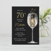Elegant Gold Black Damask 70e verjaardag Kaart (Staand voorkant)