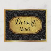 Elegant Gold Black Damask Dessert Table Sign Briefkaart (Achterkant)