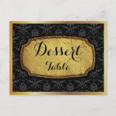 Elegant Gold Black Damask Dessert Table Sign Briefkaart (Voorkant)