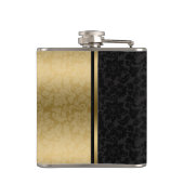 Elegant Gold Black Damask Heupfles (Achterkant)