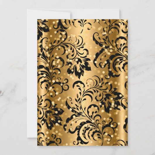 Elegant Gold Black Damask Jewel Bow Birthday Kaart (Achterkant)