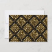 Elegant Gold & Black Damask RSVP (Achterkant)