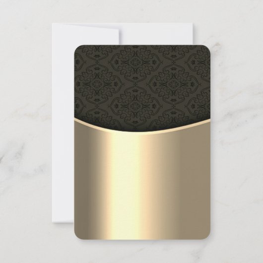 Elegant Gold, Black Damask Wedding Reception Kaart (Achterkant)