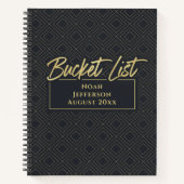 Elegant Gold Black Deco Bucket List Monogramed Notitieboek (Voorkant)
