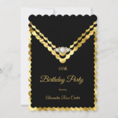 Elegant Gold Black Diamond Birthday Party Kaart (Voorkant)