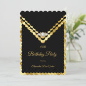 Elegant Gold Black Diamond Birthday Party Kaart (Staand voorkant)