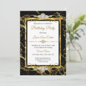 Elegant Gold Black Diamond Foto van Birthday Party Kaart (Staand voorkant)