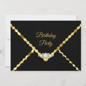 Elegant Gold Black Diamond gem Birthday Party Kaart (Voorkant)
