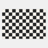 Elegant Gold, Black en White Hearts Pattern Inpakpapier Vel (Voorkant 3)