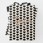 Elegant Gold, Black en White Hearts Pattern Inpakpapier Vel (In situ)