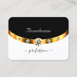 Elegant Gold Black en White Monogram Diamonds Visitekaartje