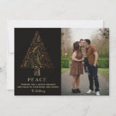 Elegant Gold & Black Family Tree Christmas Photo  Feestdagenkaart (Voorkant)