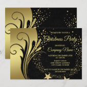 Elegant Gold Black Feestdagen Party Kaart (Voorkant / Achterkant)