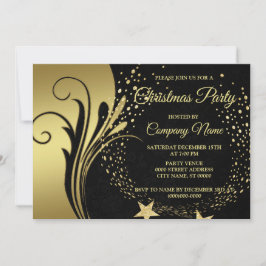 Elegant Gold Black Feestdagen Party Kaart