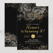 Elegant Gold Black Floral elke dag Kaart (Voorkant / Achterkant)