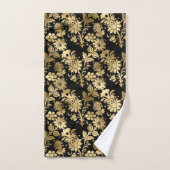 Elegant Gold Black Floral Glam Bad Handdoek (Handdoek)