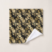 Elegant Gold Black Floral Glam Bad Handdoek (Wasdoekje)