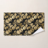 Elegant Gold Black Floral Glam Bad Handdoek (Handdoek)