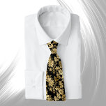 Elegant Gold Black Floral Glam Stropdas<br><div class="desc">Elegant Gold Floral Design on Black</div>