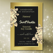 Elegant Gold Black Floral Product Labels Beauty & Voedselcontainer Etiket