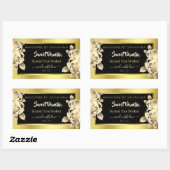 Elegant Gold Black Floral Product Packaging Labels (Vel)