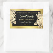 Elegant Gold Black Floral Product Packaging Labels (Tas)