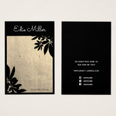 Elegant Gold Black Floral Script Font die verdient Visitekaartje (Voorkant /achterkant)