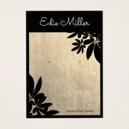 Elegant Gold Black Floral Script Font die verdient Visitekaartje