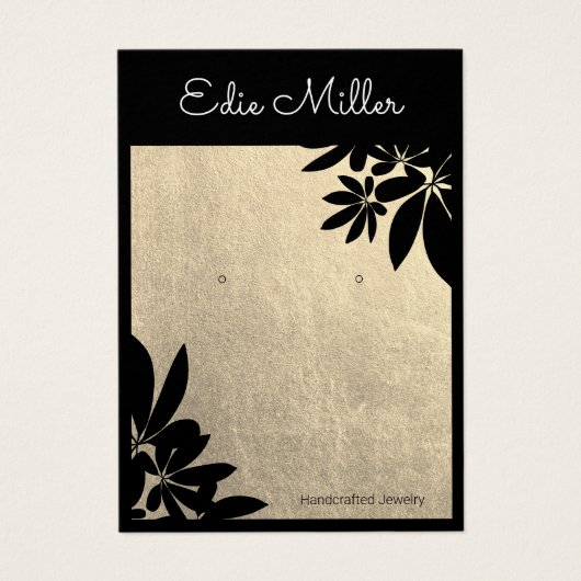 Elegant Gold Black Floral Script Font die verdient Visitekaartje (Voorkant)