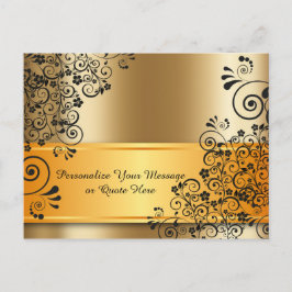 Elegant Gold Black Flower Bouquet - Aangepast Briefkaart