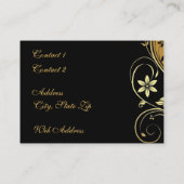 Elegant Gold & Black Flower Scroll Afstuderen Card Contactkaartje (Achterkant)