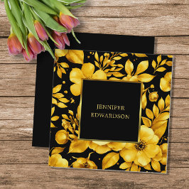 Elegant gold black flowers professional vierkante visitekaartje