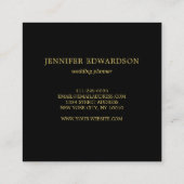 Elegant gold black flowers professional vierkante visitekaartje (Achterkant)