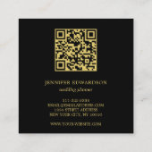 Elegant gold black flowers QR code professional Vierkante Visitekaartje (Achterkant)