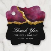 Elegant Gold Black Gemstone Agate Wedding Bedankjes Labels (Voorkant)