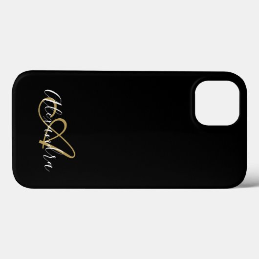 Elegant Gold Black Girly Script Name Monogram Case-Mate iPhone Case (Achterkant (horizontaal))
