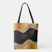 Elegant Gold Black Glam Logo Tote Bag (Achterkant)