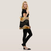 Elegant Gold Black Glam Logo Tote Bag (Op model)