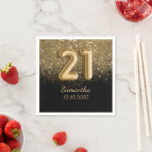 Elegant Gold Black Glitter 21st Birthday Servet (Insitu)