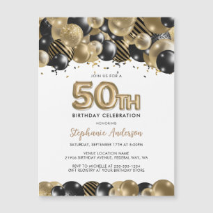 Elegant Gold Black Glitter 50th Birthday