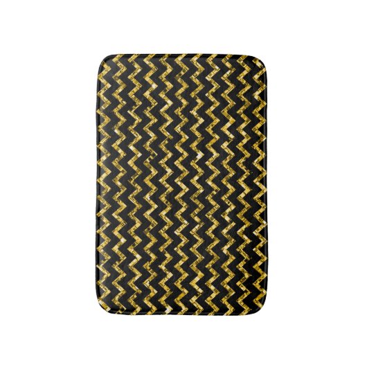Elegant Gold Black Glitter Chevron Stripes Chic Badmat (Voorkant Verticaal)