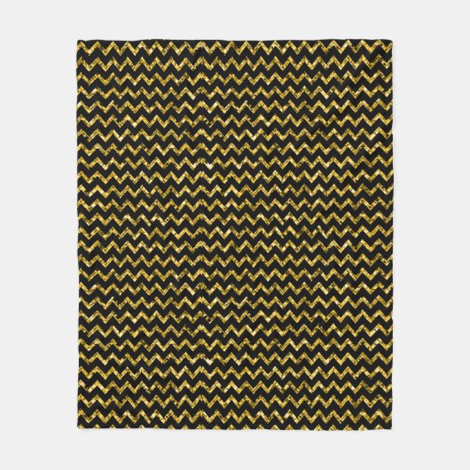 Elegant Gold Black Glitter Chevron Stripes Chic Fleece Deken (Voorkant)