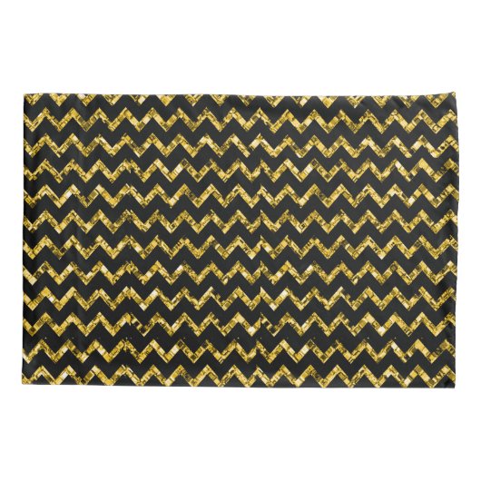 Elegant Gold Black Glitter Chevron Stripes Chic Kussensloop (Achterkant)