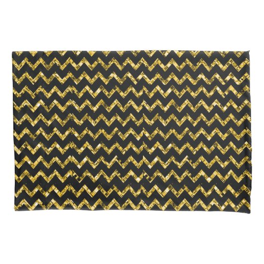 Elegant Gold Black Glitter Chevron Stripes Chic Kussensloop (Voorkant)